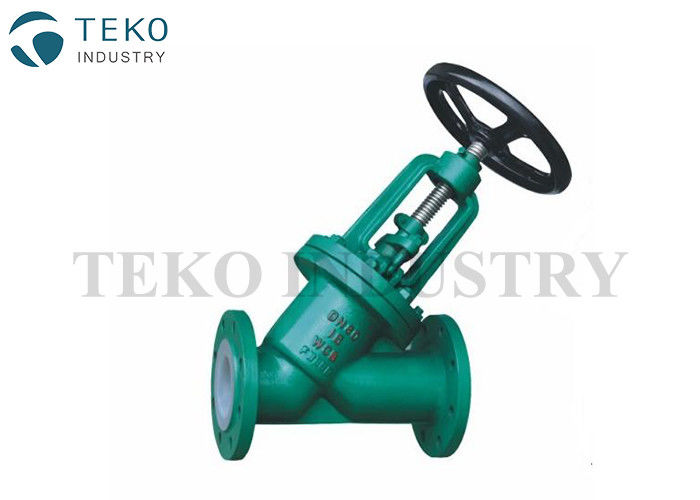 Fluoropolymers Lined PTFE Lined Globe Valve Y Pattern With Small Pressure Drop