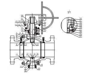 Worm Gear Operation High Pressure Ball Valve Trunnion Mounted Preventing Leakage 0
