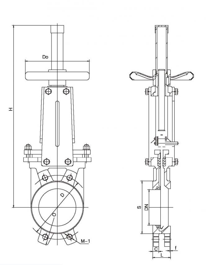 Renewable Seat Gate Knife Valve Semi Lug Epoxy Coating For Wastewater Process 0