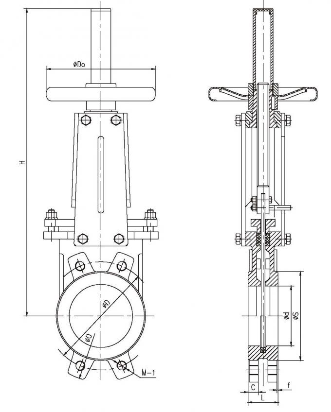 U Shape Seal Ring Knife Gate Valve Bi - Directional Seal Easy For Installation 0