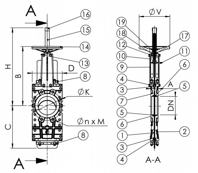 Bonnetless Non - Clogging Wafer Connection Valve Full Bore Through Conduit For Paper Mill 0