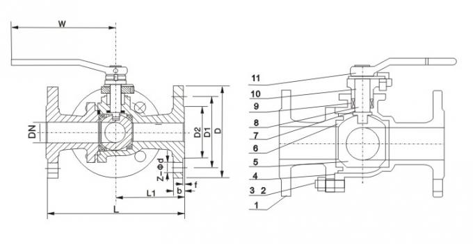 Three Way JIS Ball Valve L Port T Port Soft Seated For Oil / Gas Applications 0