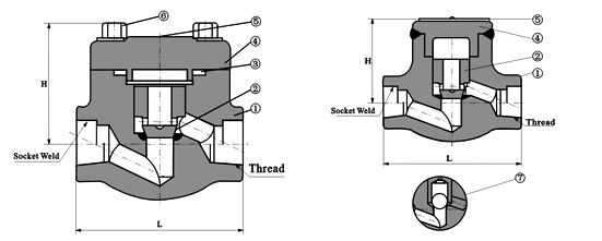 Fire Safe 800 Class Forged Steel Lift Check Valve 1 Inch Socket Weld End For Power Plant 0
