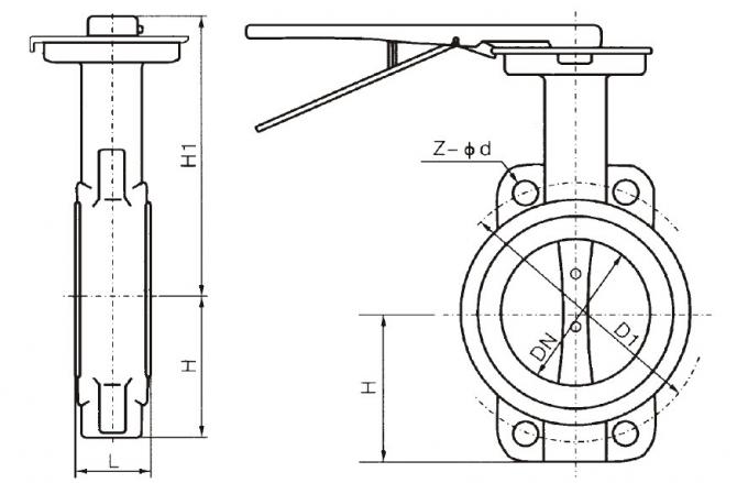 48 Inch Wafer Lug Butterfly Valve With Pneumatic Actuator Ductile Iron For WOG 0
