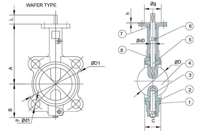 Resilient Seated API609 Butterfly Valve , Lever Operation Miniature Butterfly Valve 0