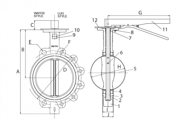 NBR Liner API609 Butterfly Valve , Stainless Steel Butterfly Valve With Long Cycle 0