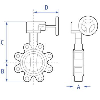 Semi Lug Type API609 Butterfly Valve , BS EN593 Cast Iron Butterfly Valve With SS Disc 0