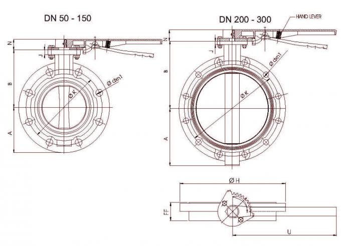 Mono Flange API609 Butterfly Valve , Ductile Iron Body Concentric 12 Inch Butterfly Valve 1