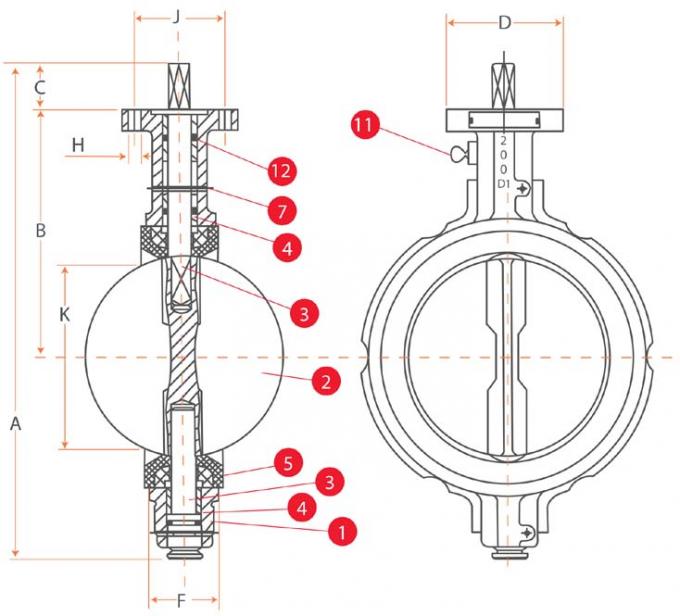 Two Piece Shaft Wafer API6009 Butterfly Valve Concentric For Water Works 0