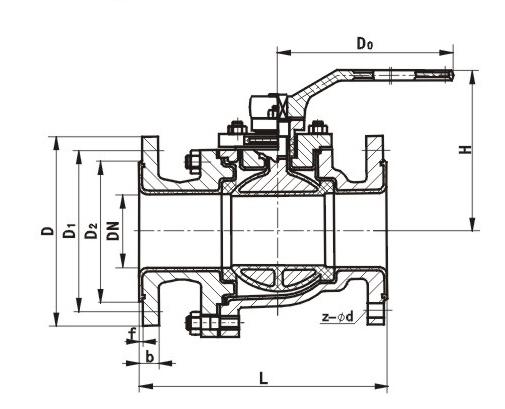 Corrosion Resistant PTFE Lined Ball Valve Flange End For Chemical Applications 0