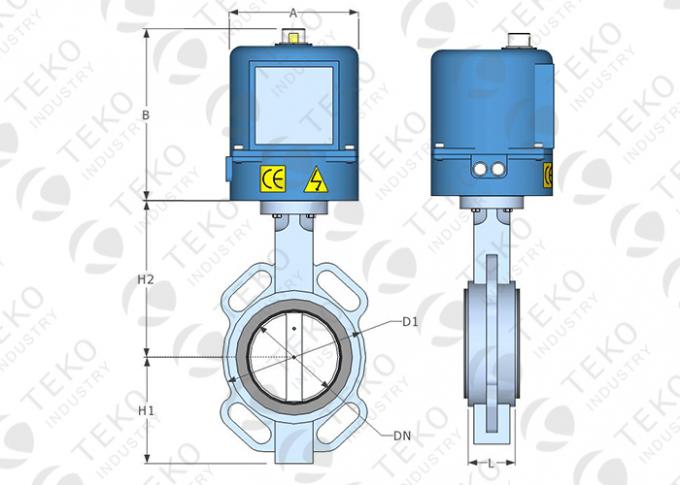 Backed Seat Electric Actuated Butterfly Valve For Chemical / Petrochemical Process 0