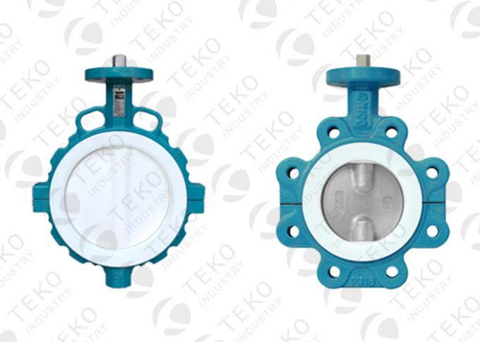 Center Lined Body PTFE Lined Valves , Wafer Connection PTFE Lined Butterfly Valve 0
