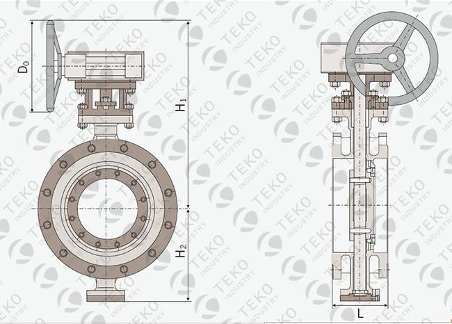 2 Inch Double Flanged Butterfly Valve CF8 Disc Triple Eccentric For Power Plant 0