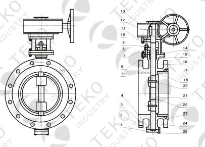 Solid Lug End Triple Eccentric Butterfly Valve Low Attrition With Gearbox Operation 0