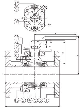 Soft Seated Flanged Ball Valve , Manual Operation WCB Ball Valve WIth RPTFE Seat 0