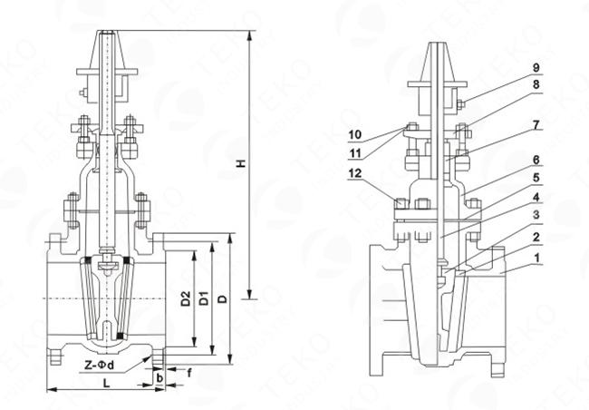 Square Head Flanged End JIS Valve , Carbon Steel Gate Valve For Undergrond Service 0