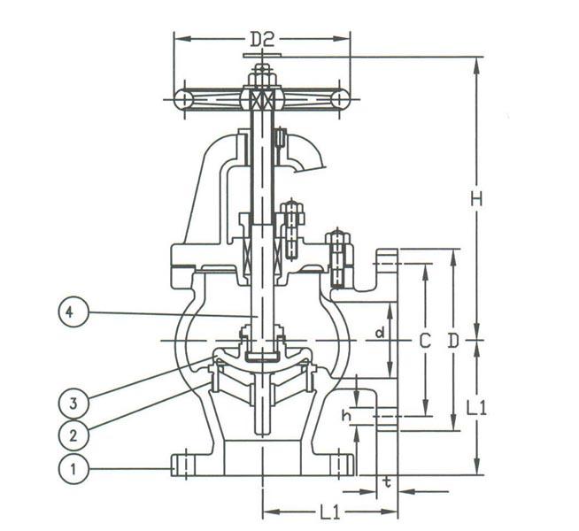 Angle Type JIS Marine Valve Flange End Cast Steel JIS F7312 / Marine Globe Valve 0