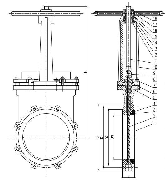 Polyurethane PU Seated Bi Directional Knife Gate Valve 0
