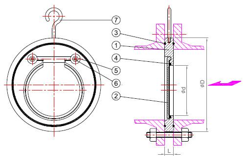 No Water Slam Short Pattern Metal Seat Swing Wafer Check Valve 0