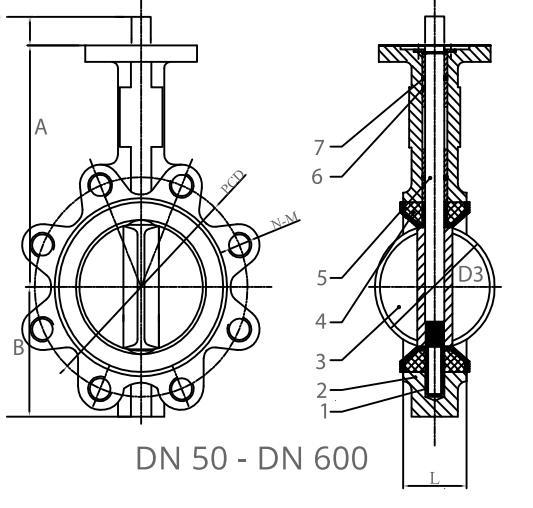 Lug End Class 125 Wafer API609 Cast Steel Butterfly Valve For HAVC 0