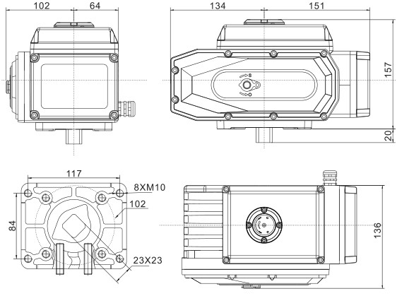 IP68 Aluminum Alloy Motorised Actuator Modulating Type 0