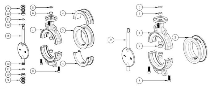 Two Pieces Body Replaceable Seat Semi Lined Butterfly Valve 0
