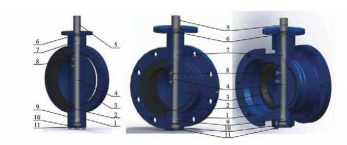150LB Top Flange End Rubber Seated Butterfly Valve For Water Works 0